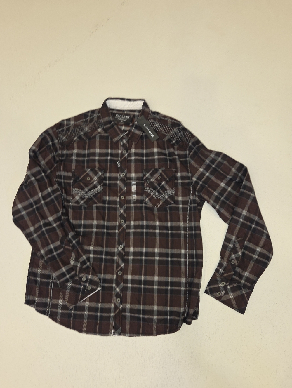 Buckle Brown Plaid Casual Button-Down Shirt